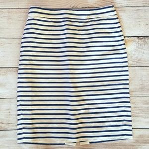J. Crew Blue and White Striped Pencil Skirt Sz 0